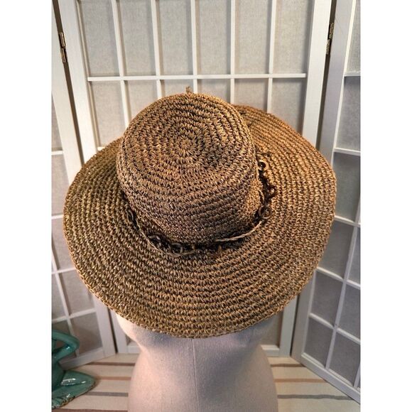 TROPICAL TRENDS Bohemian Seagrass Straw Floppy Sun Hat - Picture 1 of 10